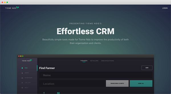 screen shot of website